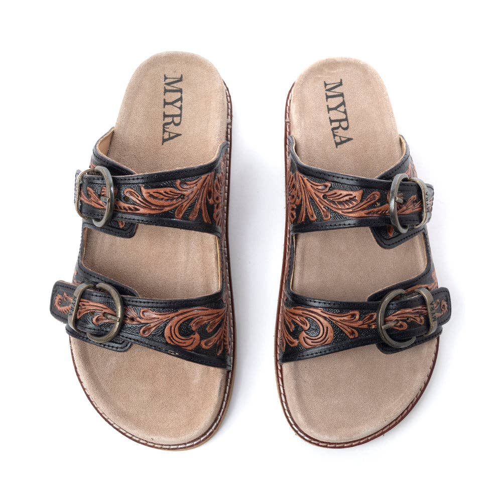 Bronzed Brown Leather Sandals