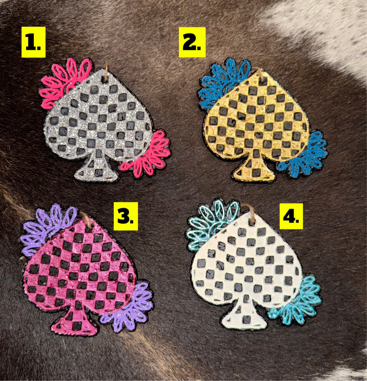 Concho Checkered Spade Car Freshies