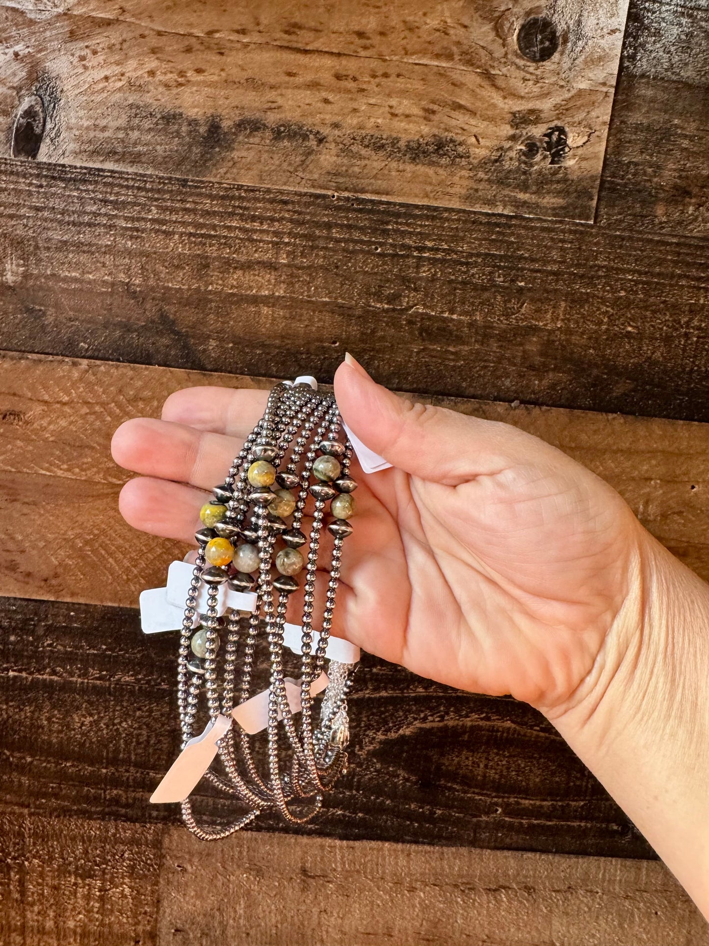 Sterling Silver Pearls Choker With Bumblebee Beads