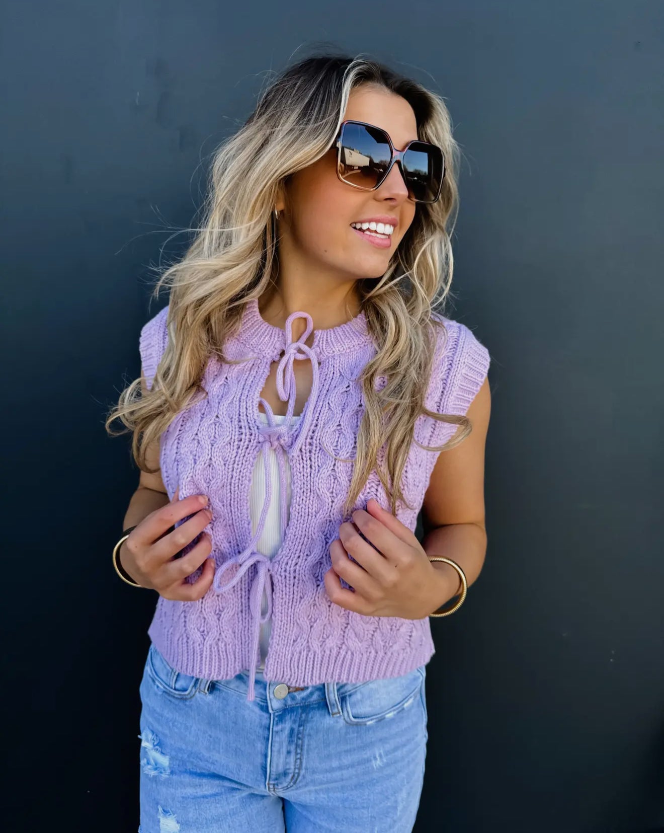 Flora Front Tie Sweater Vest