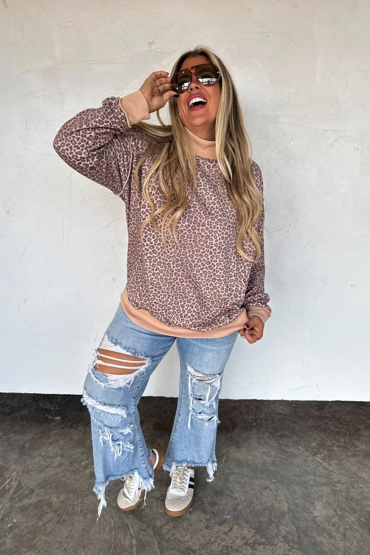 Stay Wild Oversized Mock Neck Sweatshirt