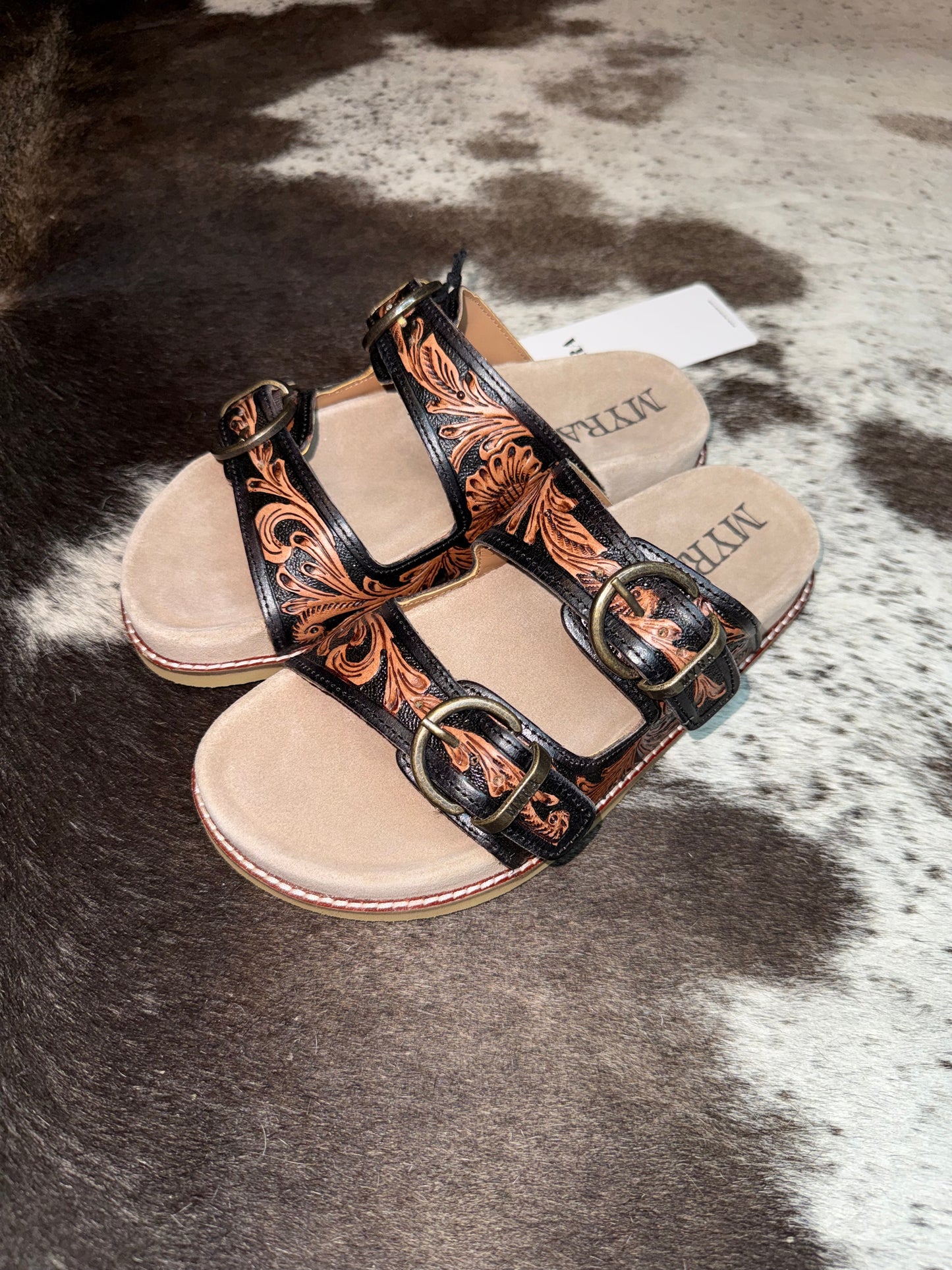 Bronzed Brown Leather Sandals