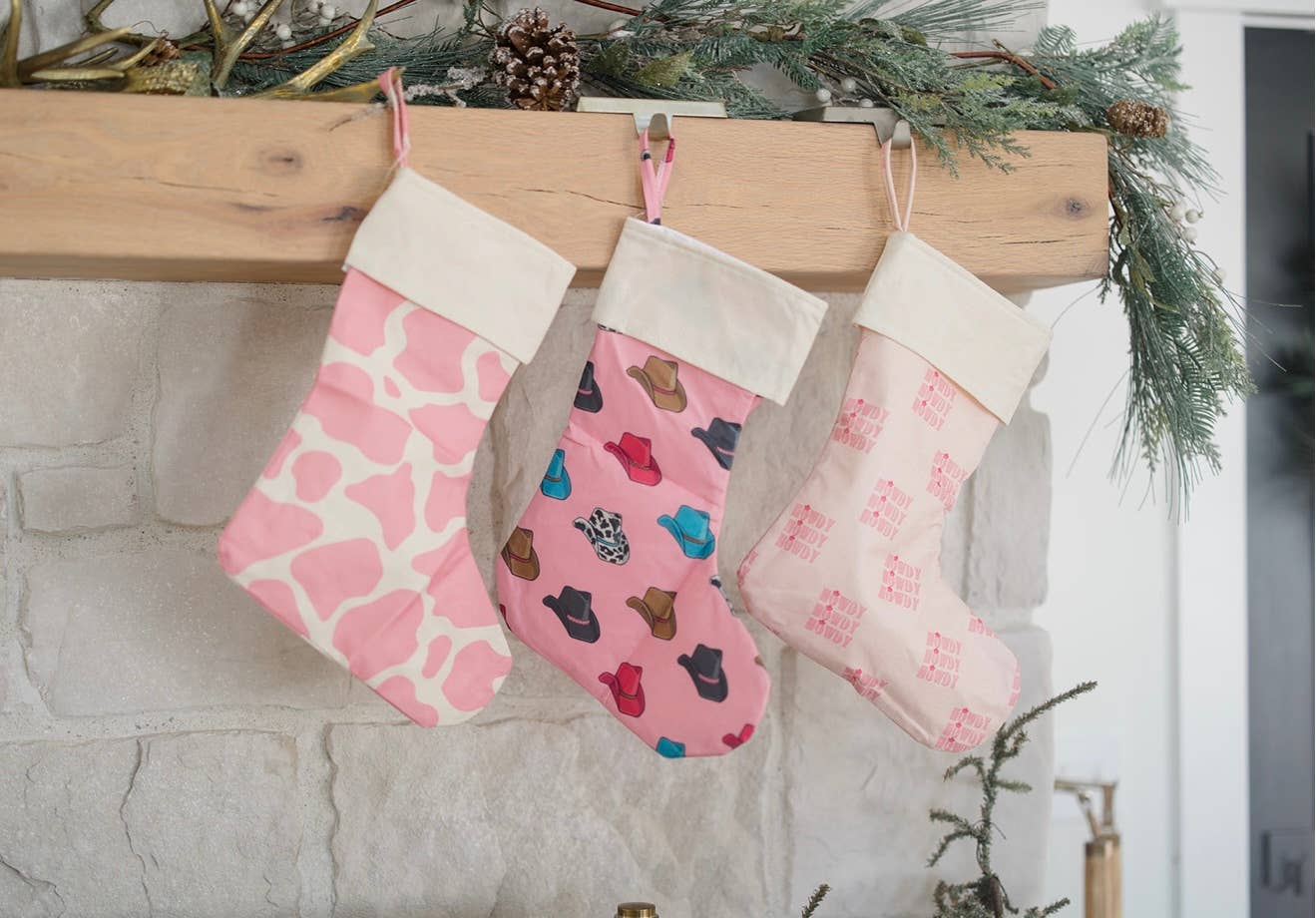 Pink Cowhide Christmas Stocking