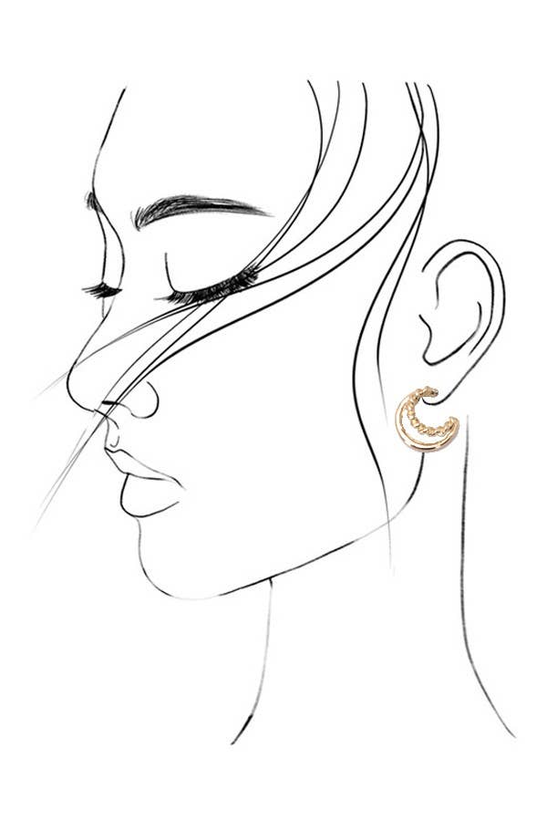 Gold Pearl Hoop Stud Trio Earring Set