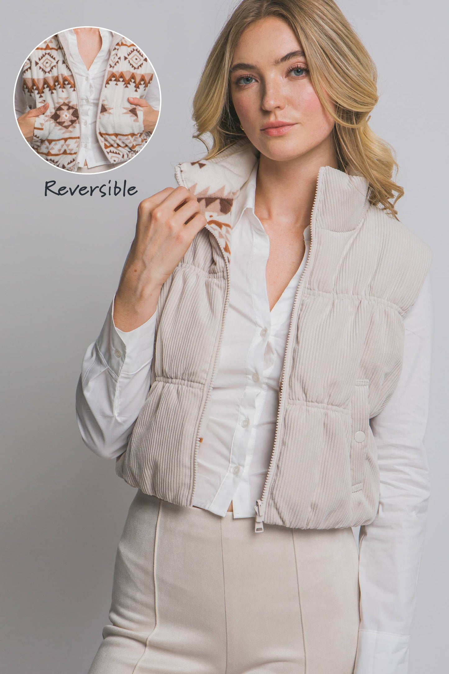 The “Harlow” Aztec Reversible Vest