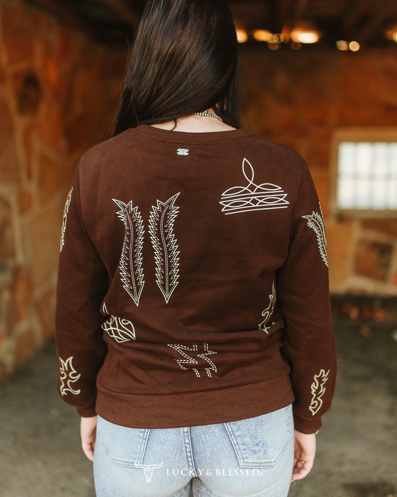 Boot Stitch Pullover- Brown