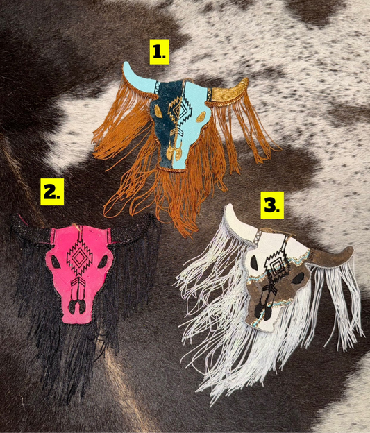 Bull Skull with Fringe Car Freshies