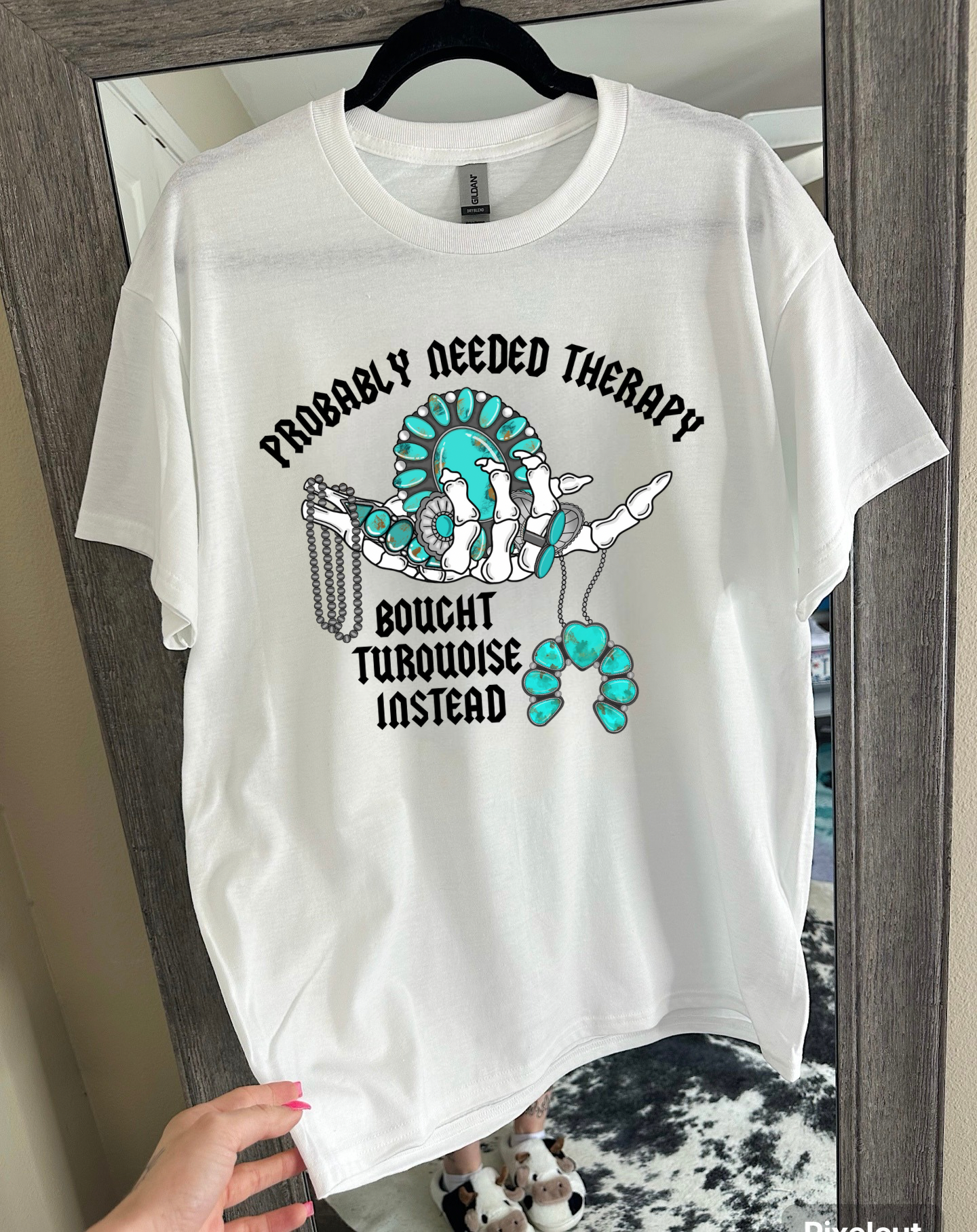 Turquoise & Therapy tee or crewneck