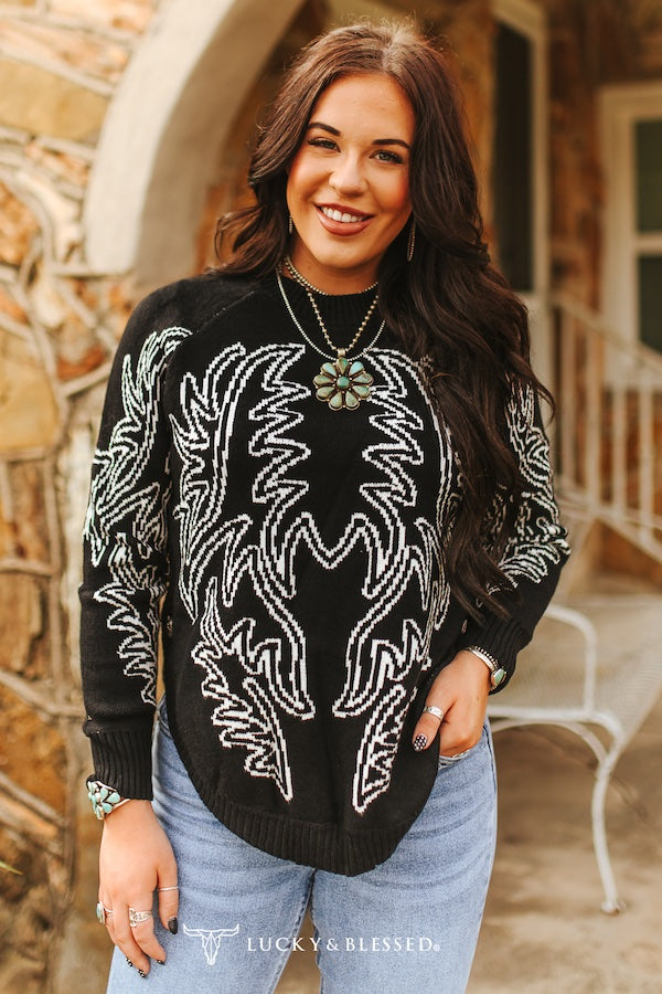 Boot Stitch and Buffalo Detail Sweater