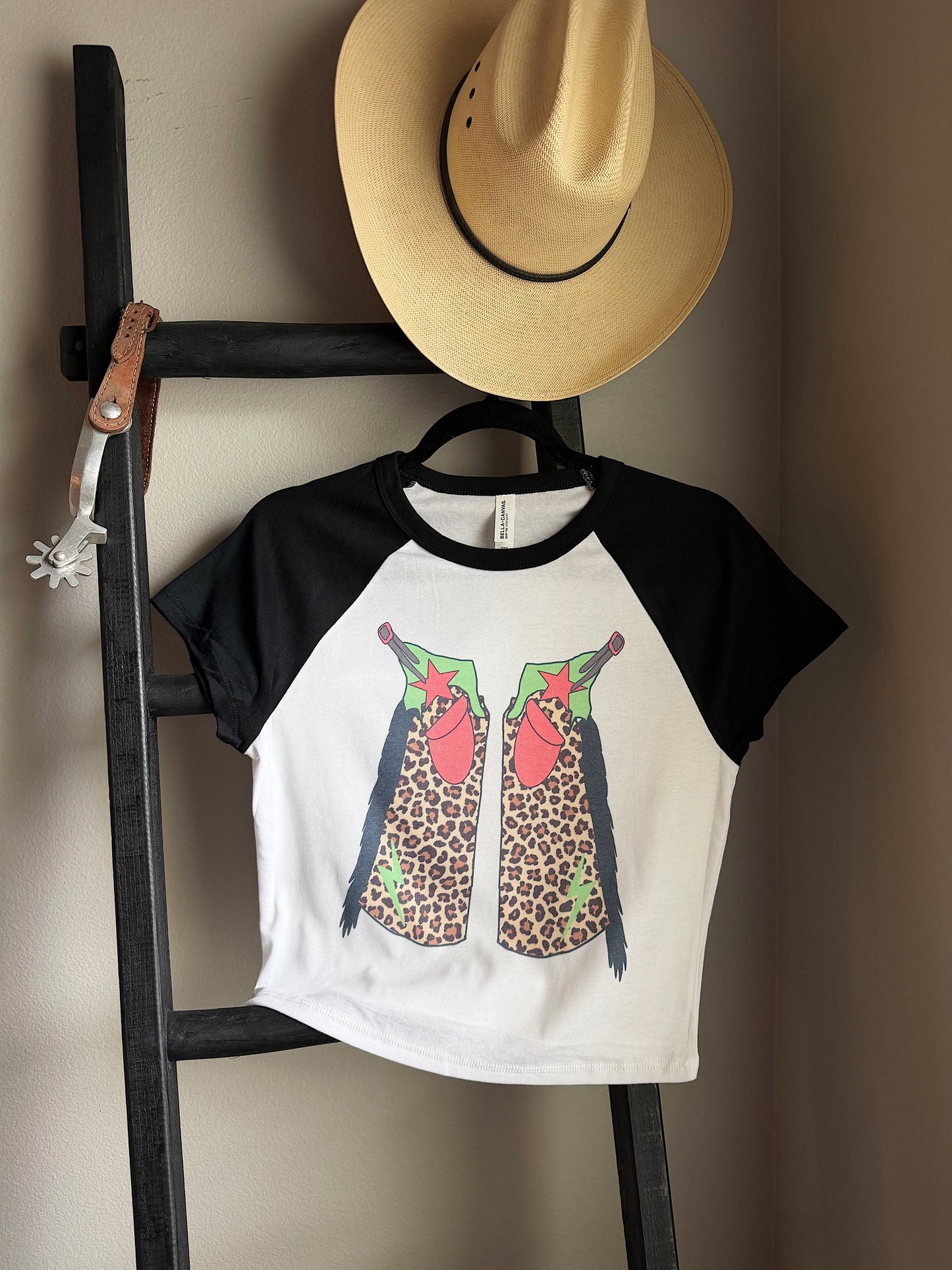 Leopard Chaps Baby Tee