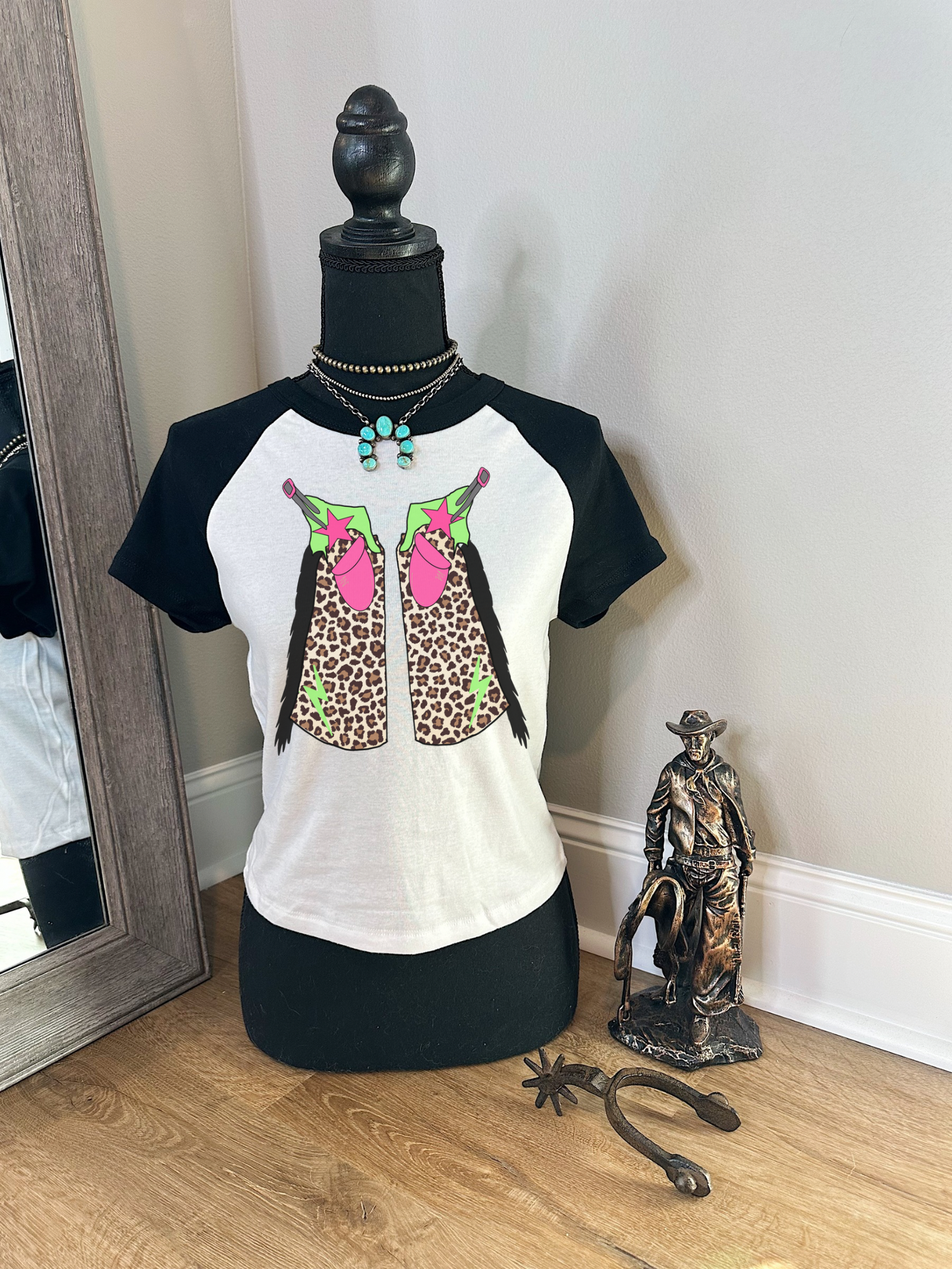 Leopard Chaps Baby Tee