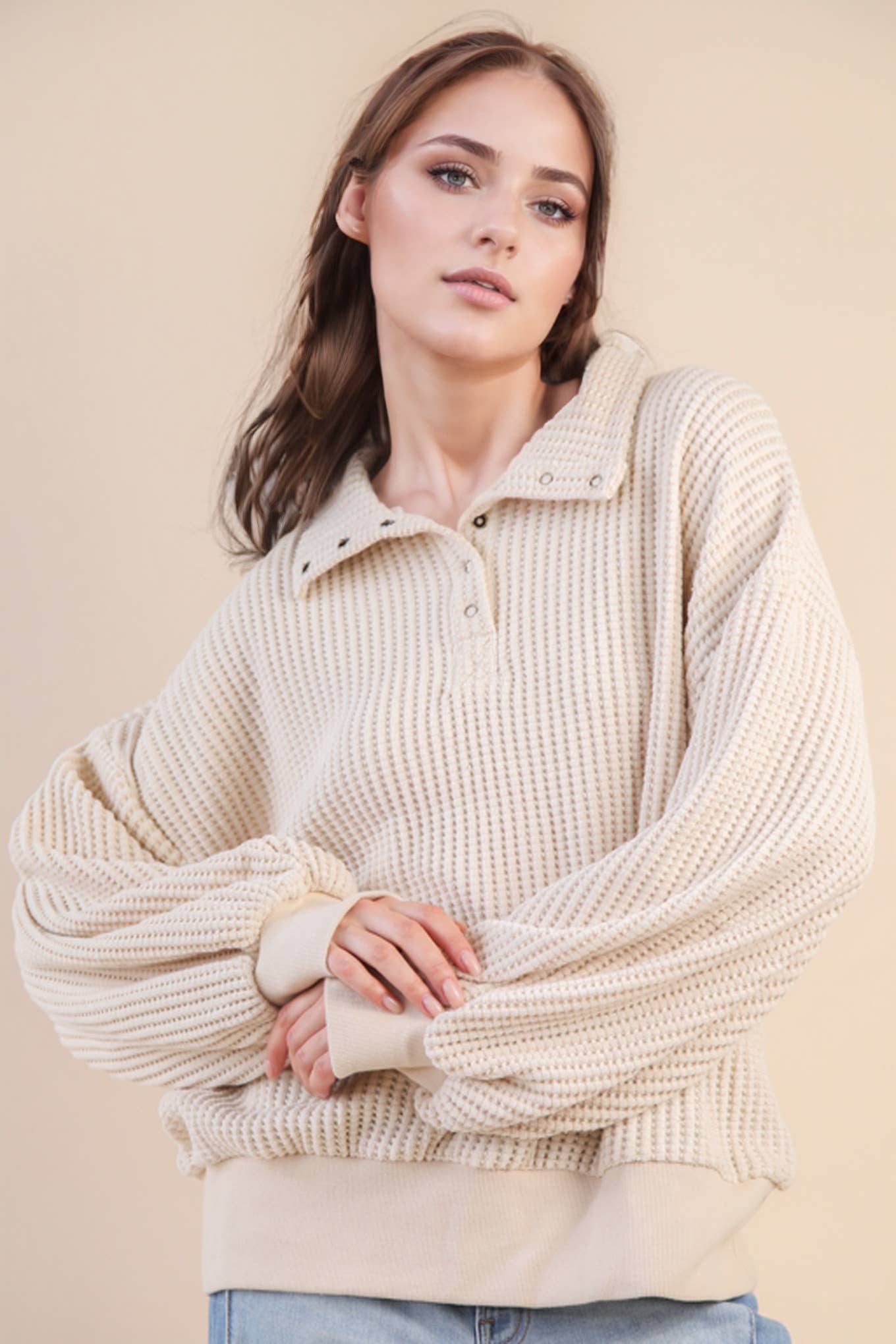 Oversized Waffle Knit Top