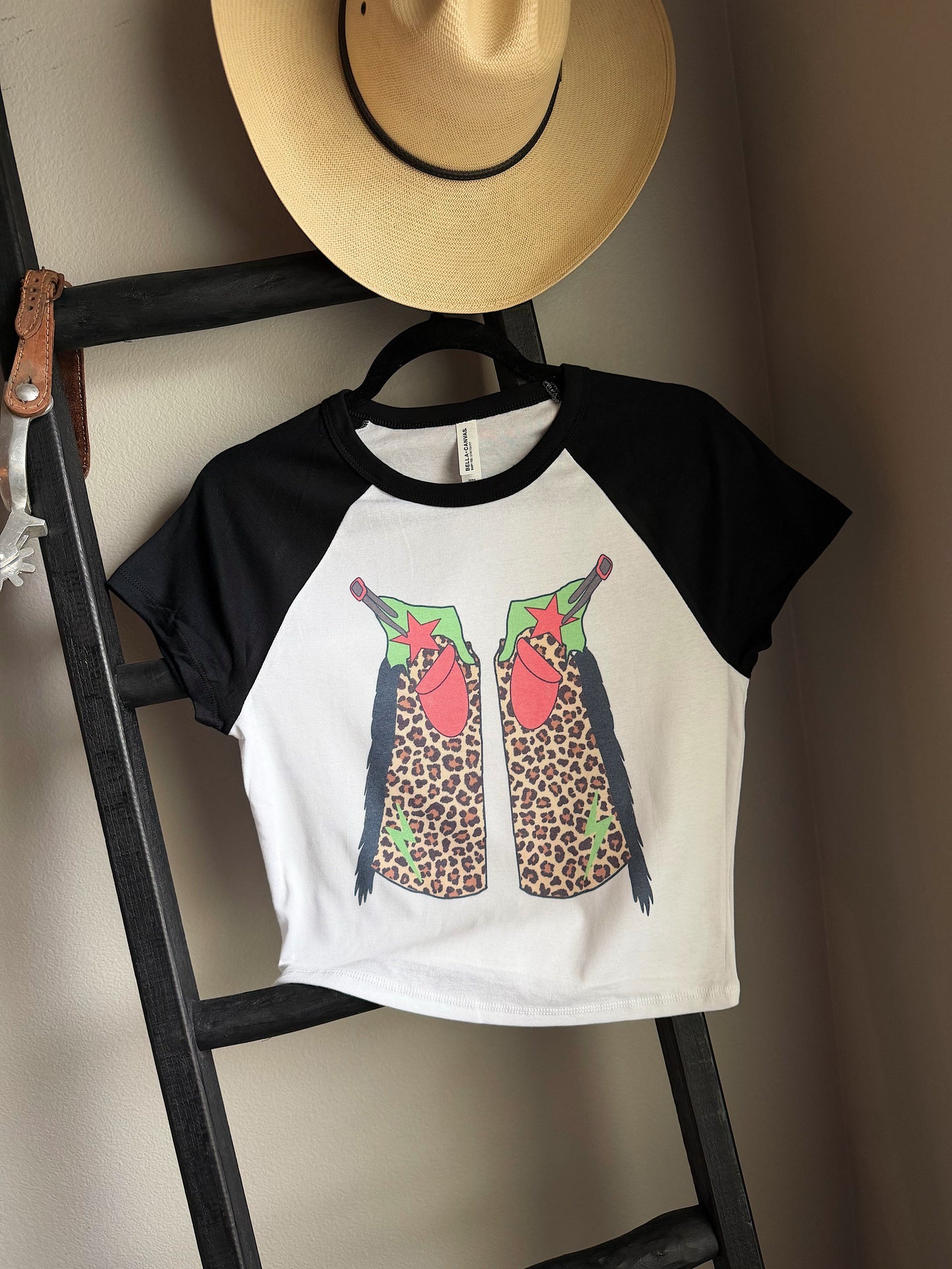 Leopard Chaps Baby Tee
