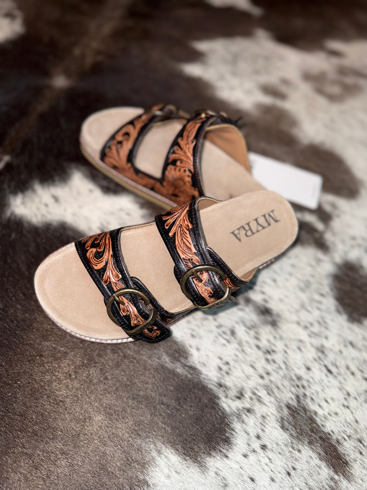 Bronzed Brown Leather Sandals
