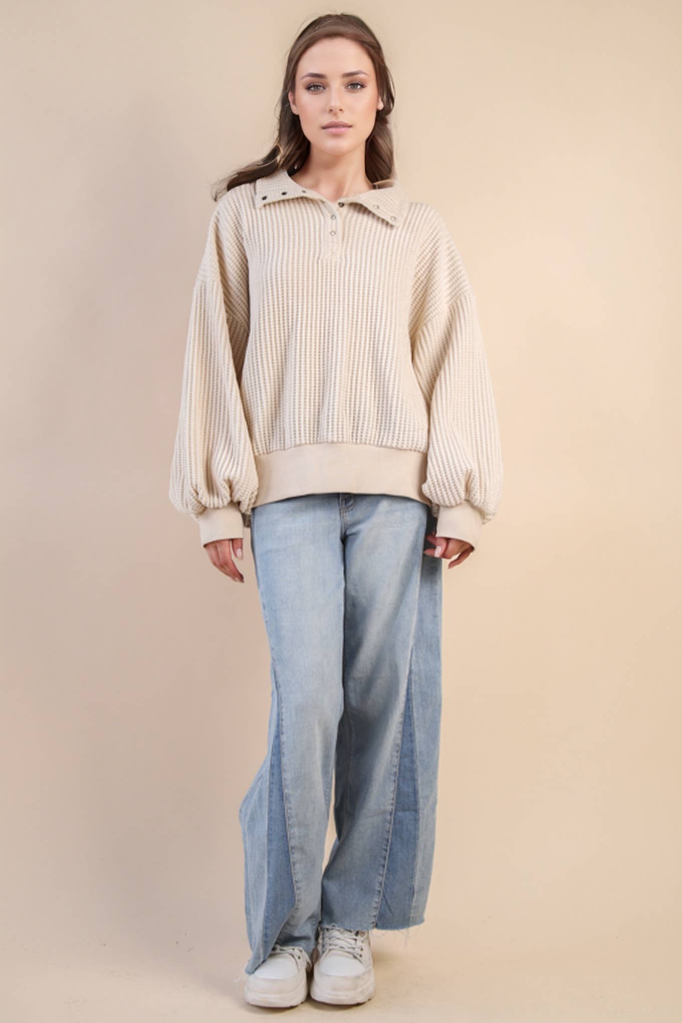 Oversized Waffle Knit Top