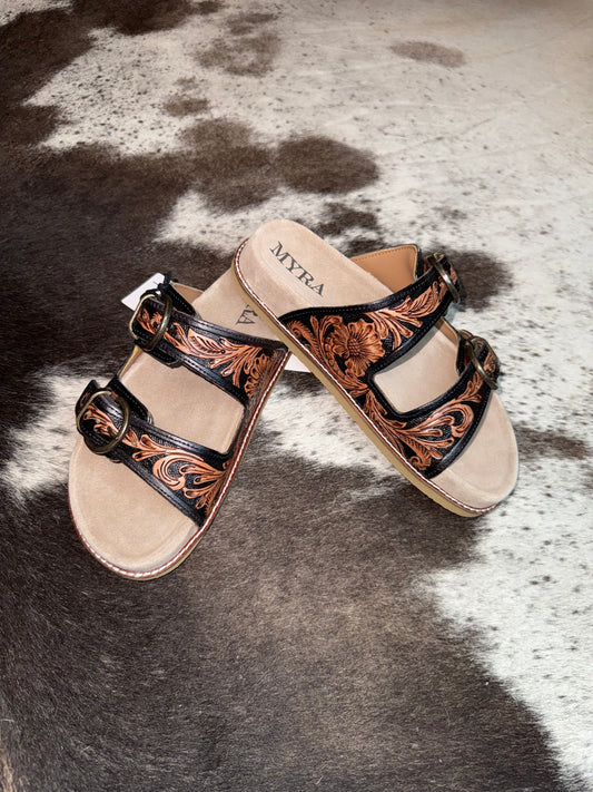 Bronzed Brown Leather Sandals