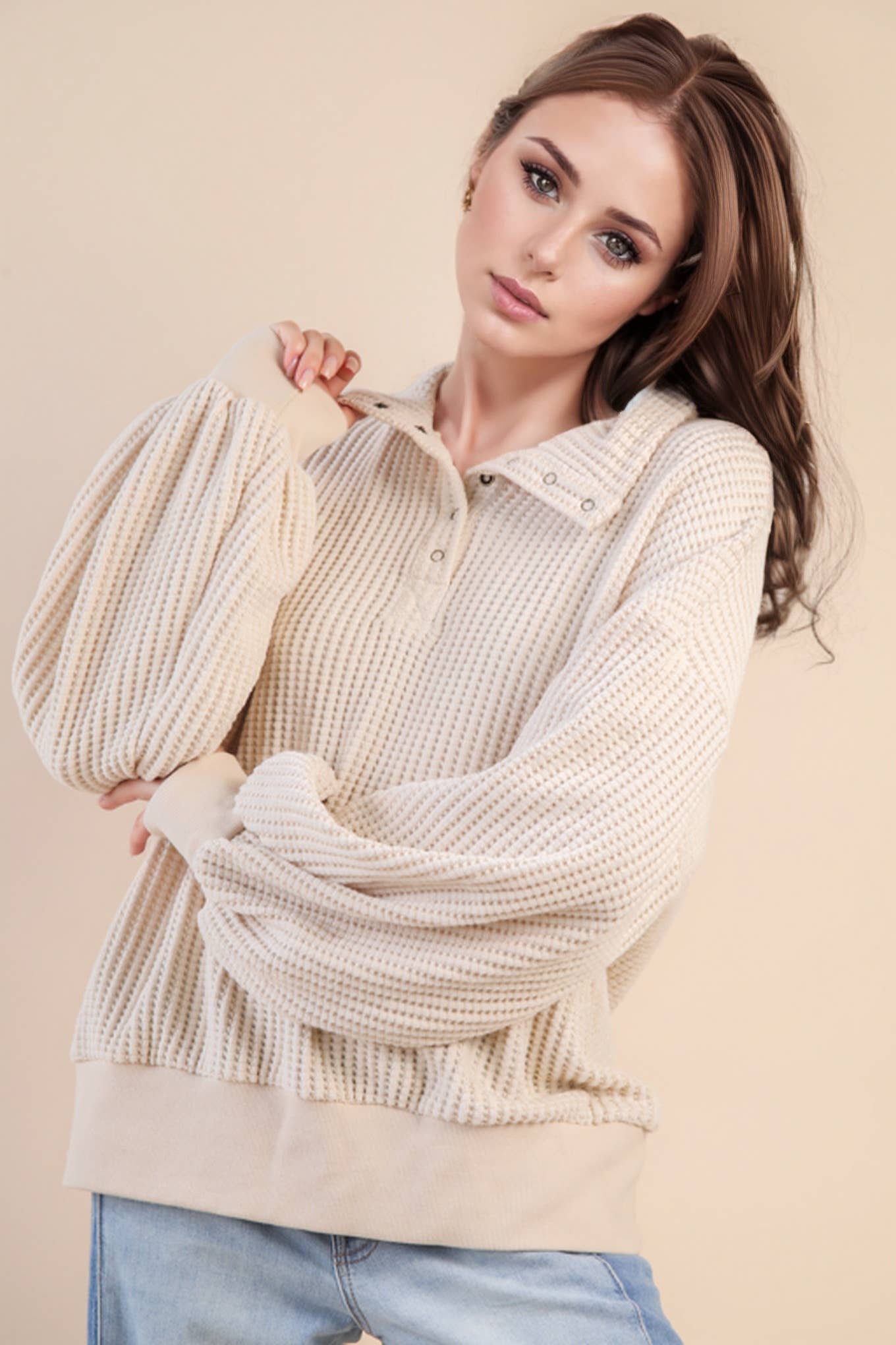 Oversized Waffle Knit Top