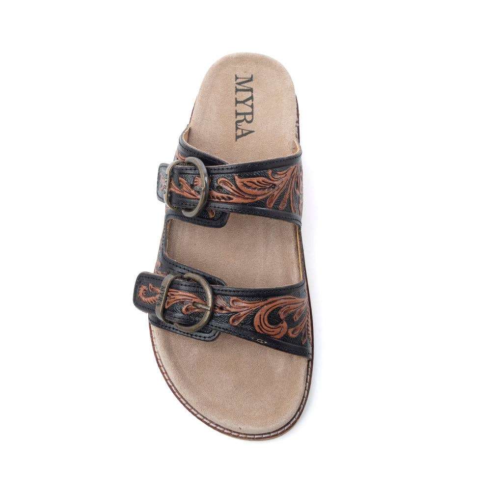 Bronzed Brown Leather Sandals