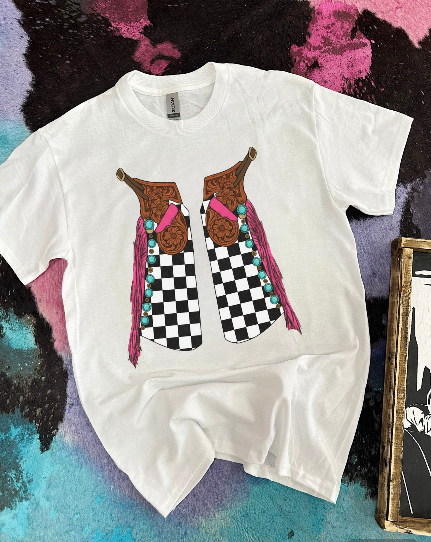 Checkered Chaps TEE or CREWNECK
