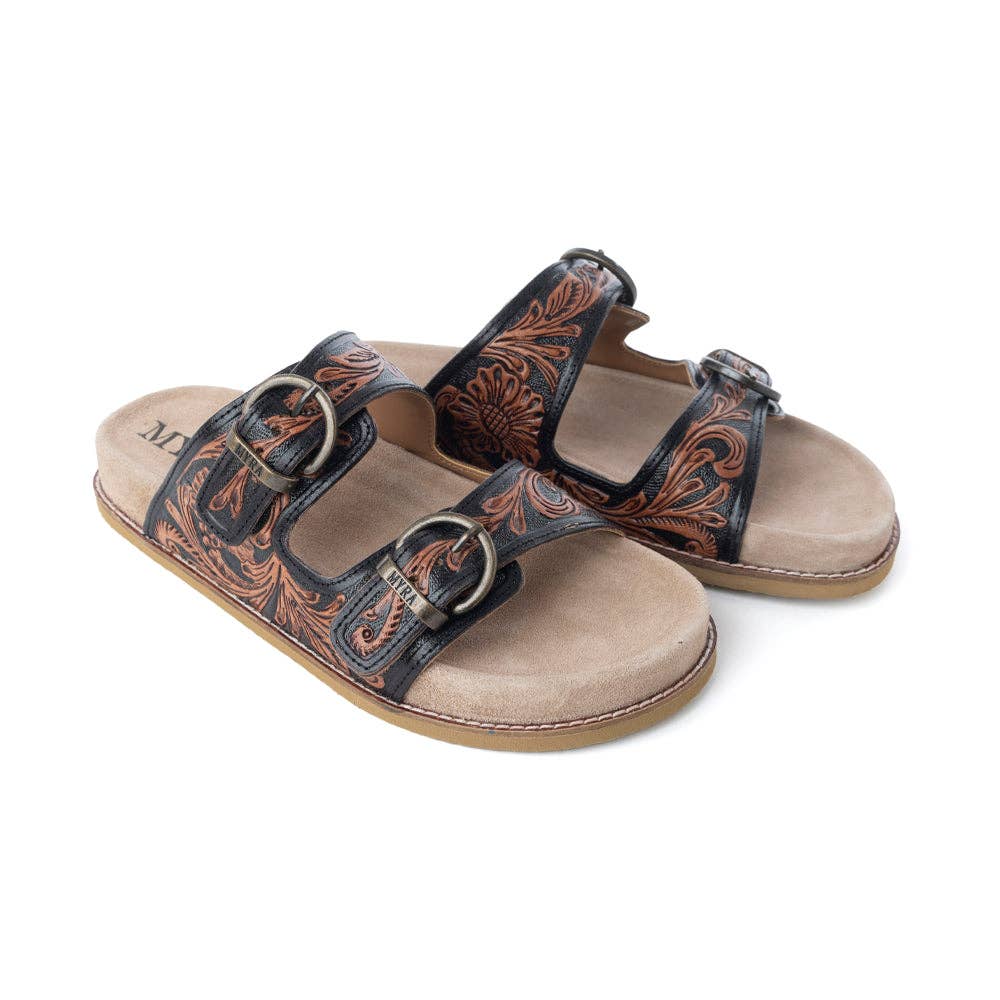 Bronzed Brown Leather Sandals