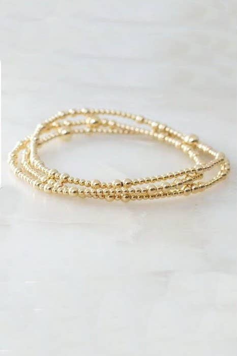 Gold Geaded Layer Bracelet 3/pc Set