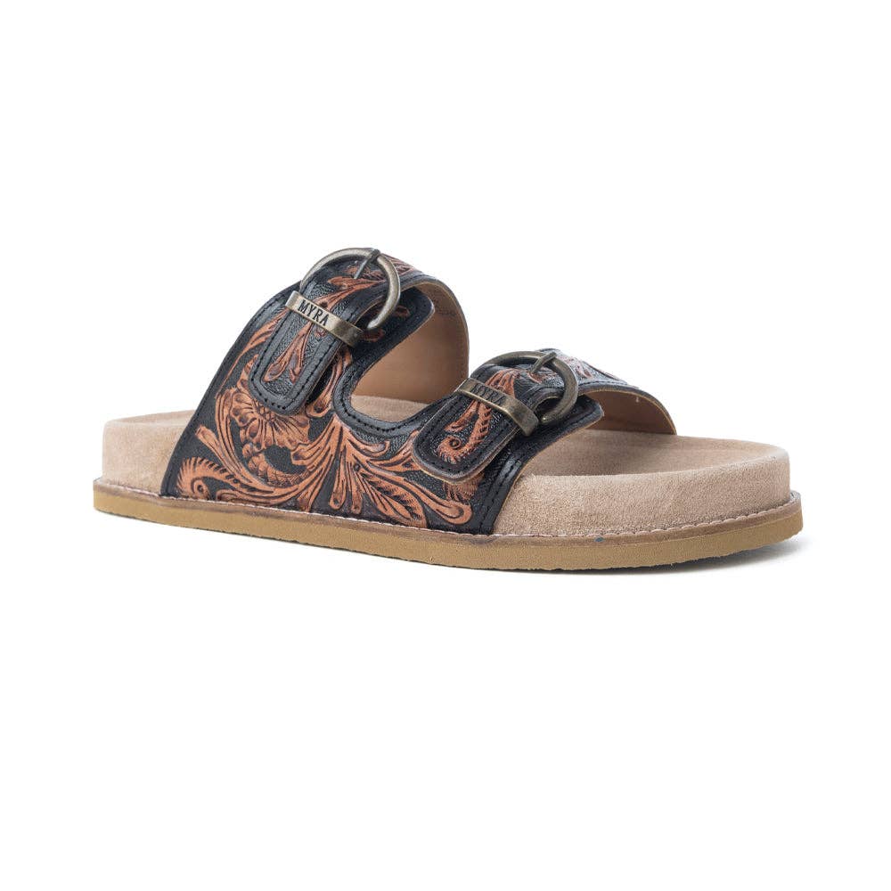 Bronzed Brown Leather Sandals