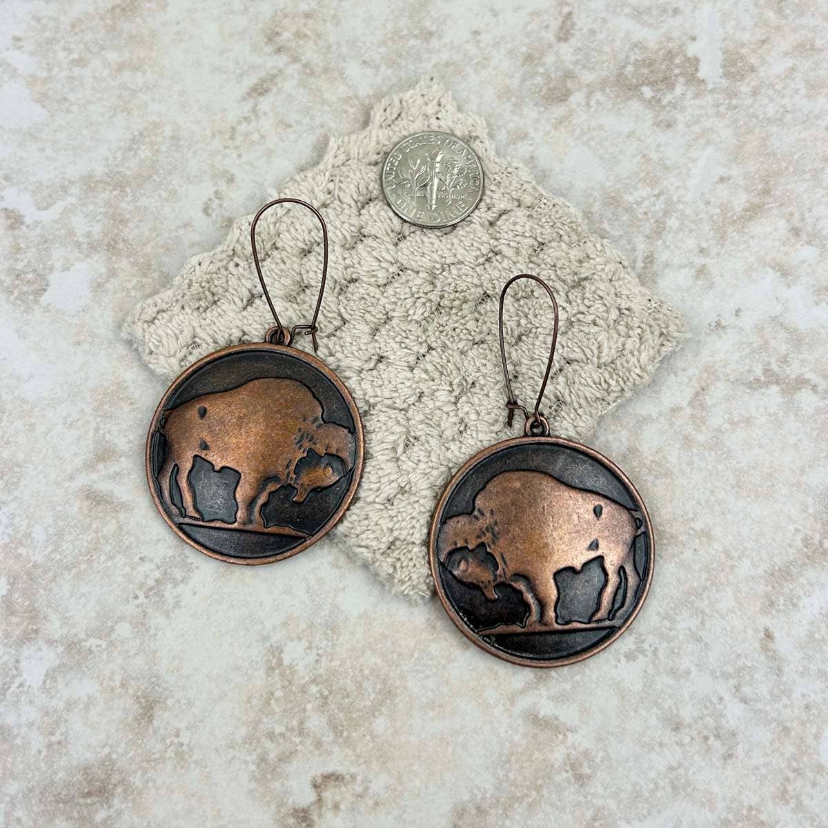 Buffalo Concho Dangle Earrings