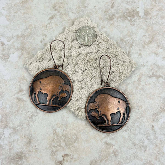 Buffalo Concho Dangle Earrings