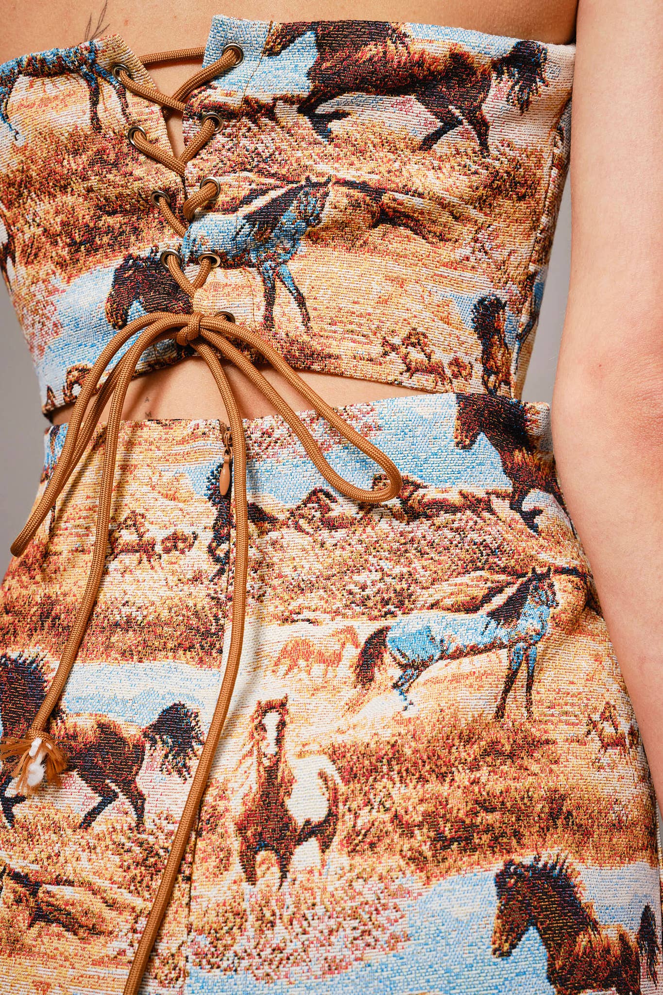 The Out West Lace Up Mini Dress