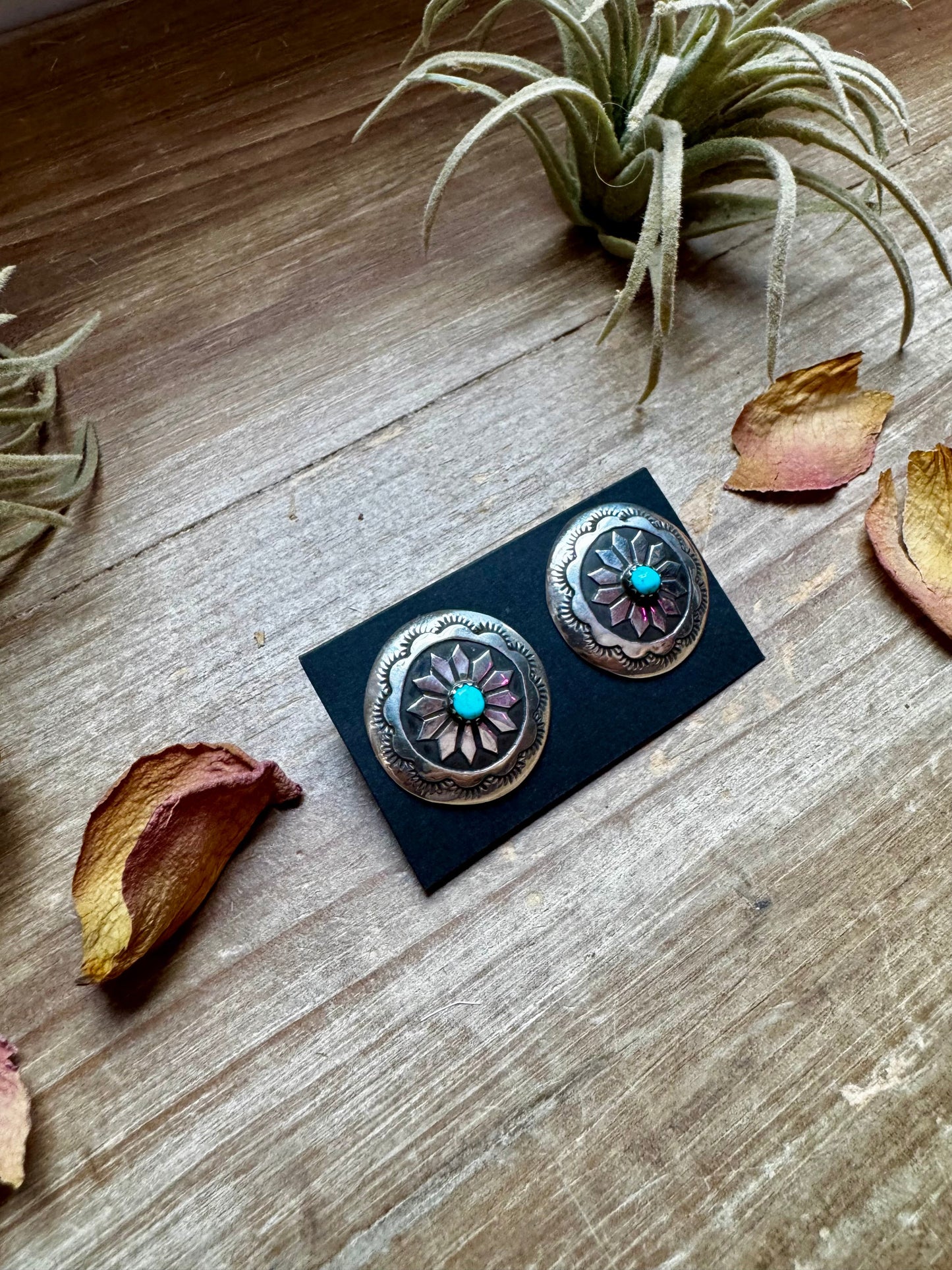 Concho Earrings – Kingman Turquoise & Sterling Silver