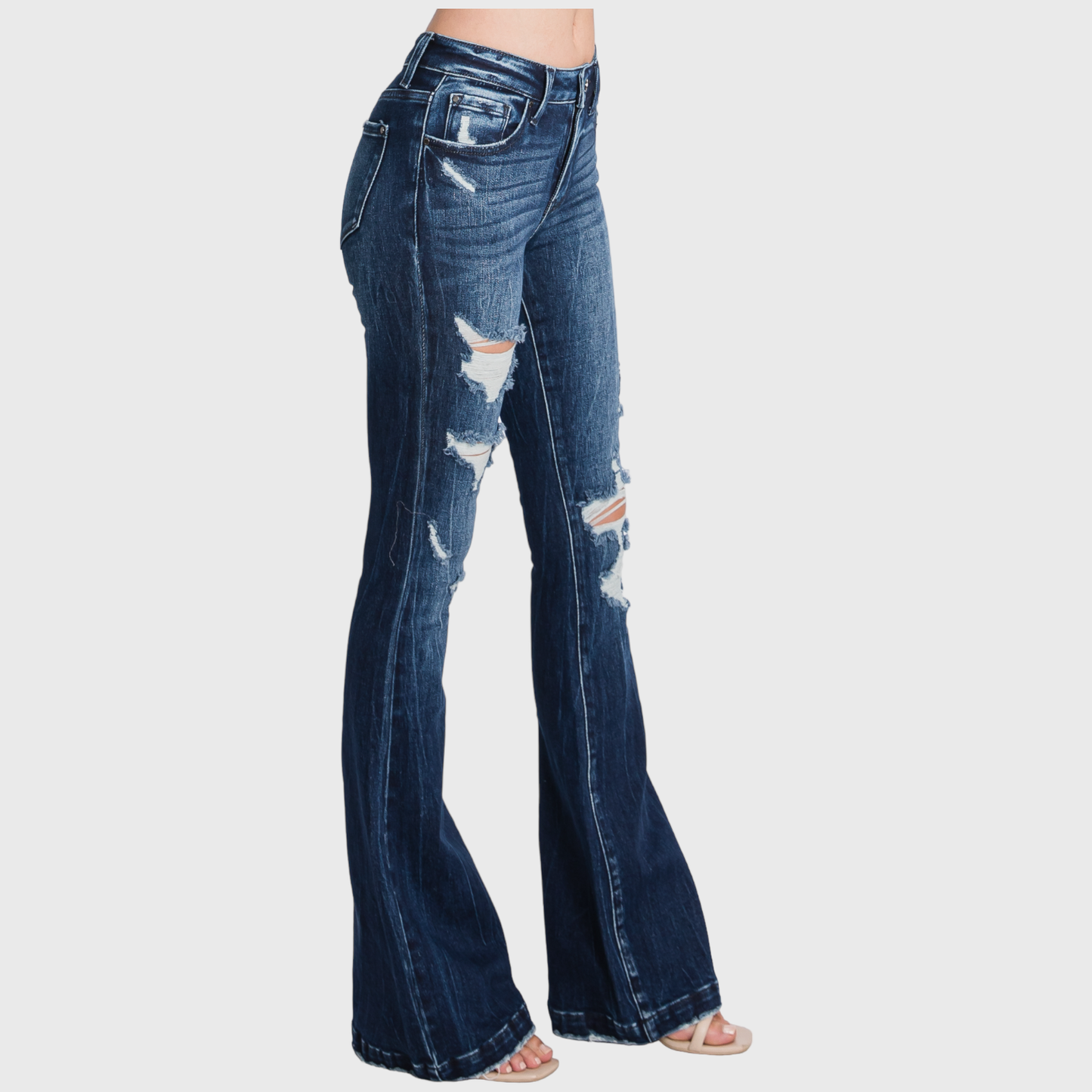 The Country Cutie Distressed Mid-rise Flares