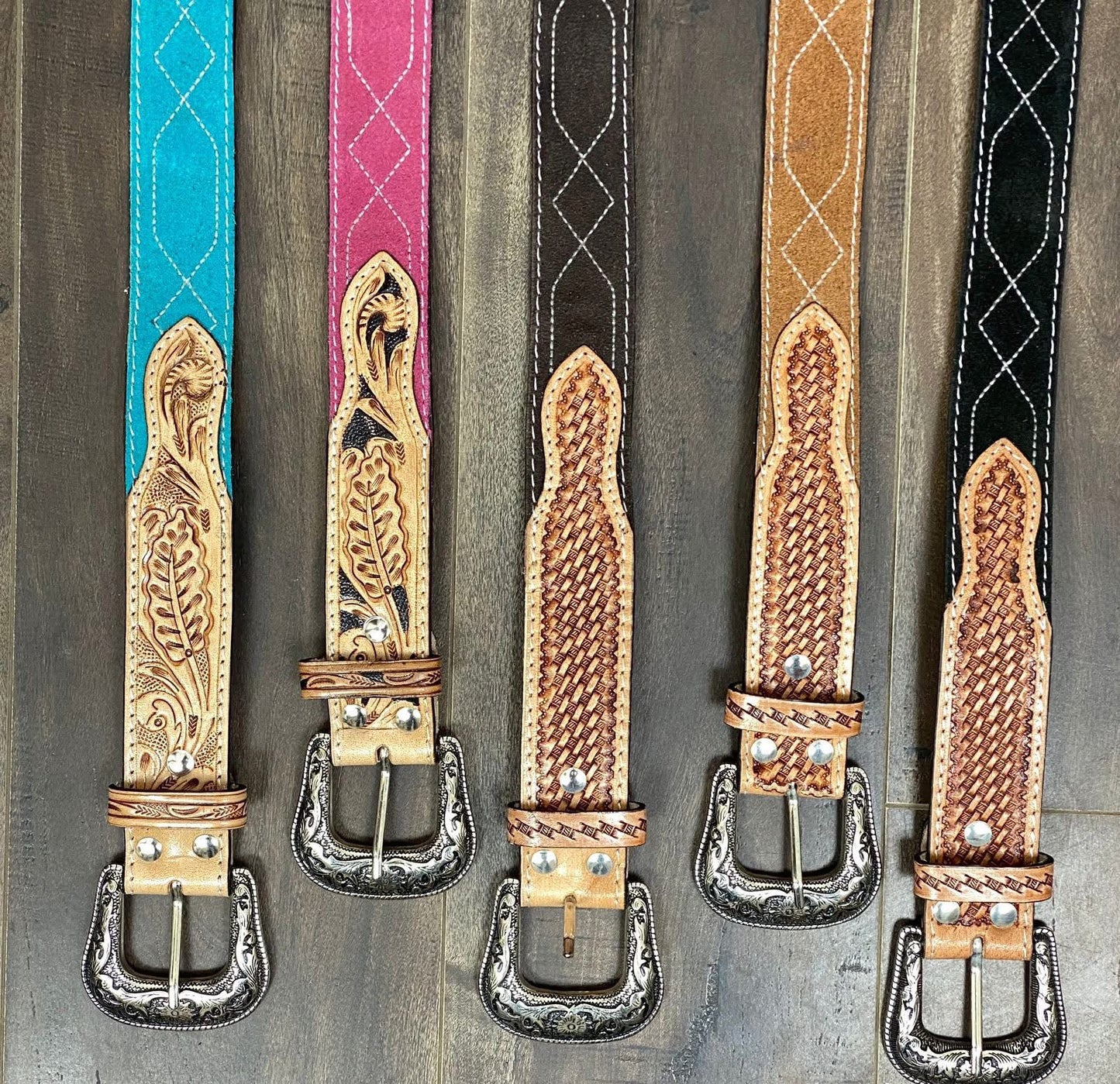 Chocolate Tooled & Suede Belt