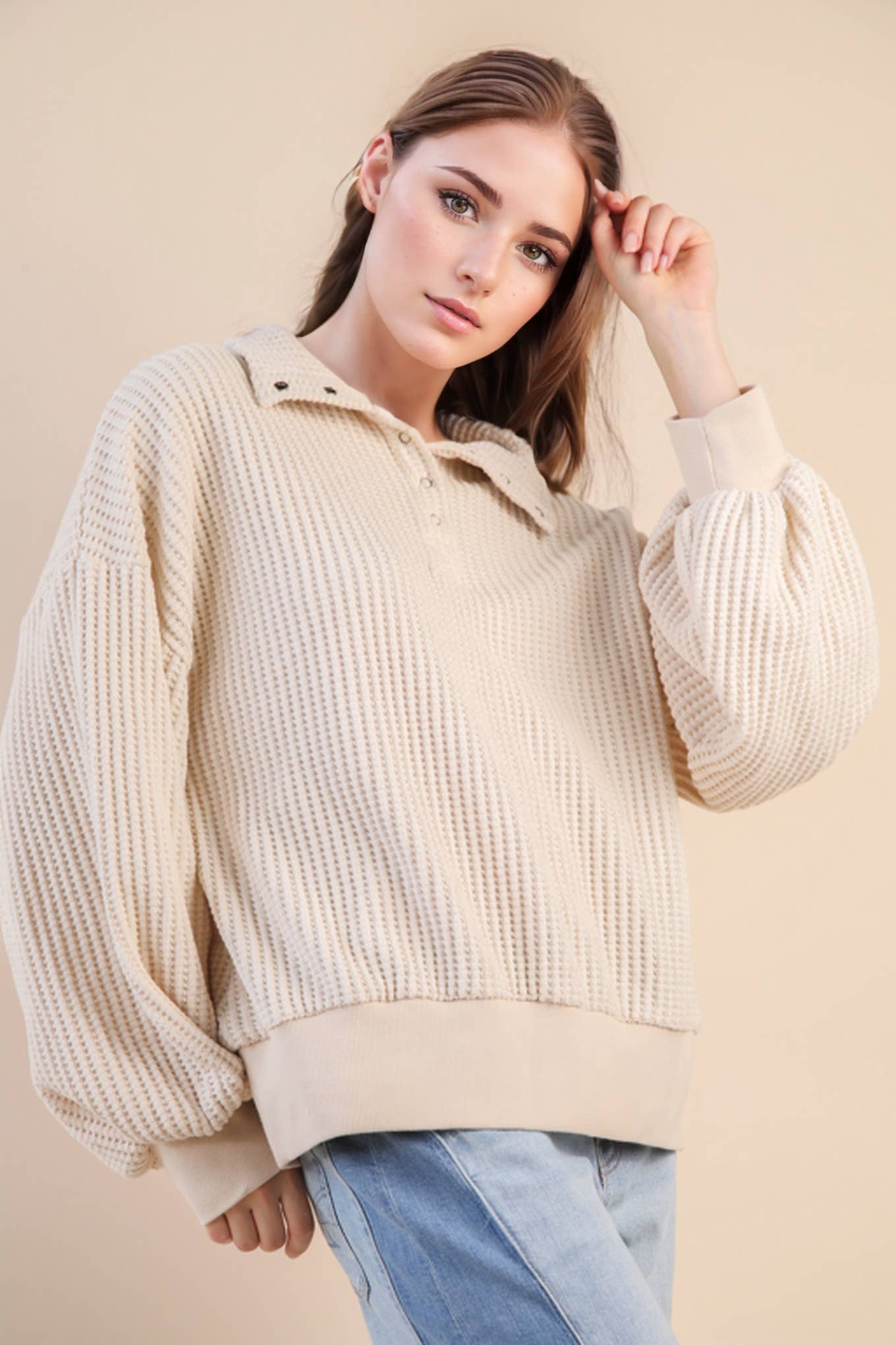 Oversized Waffle Knit Top