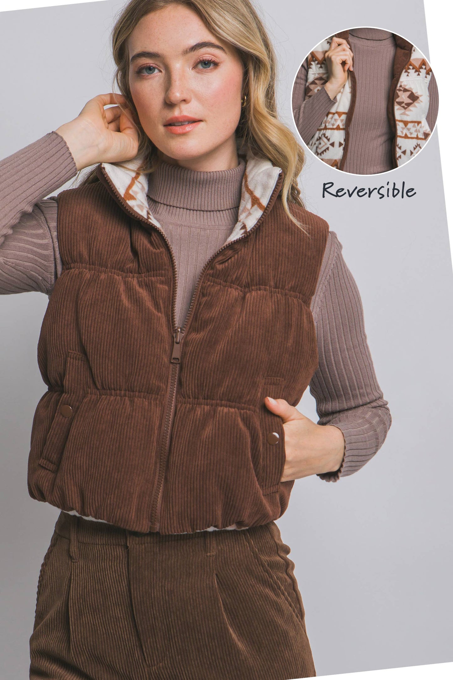 The “Harlow” Aztec Reversible Vest