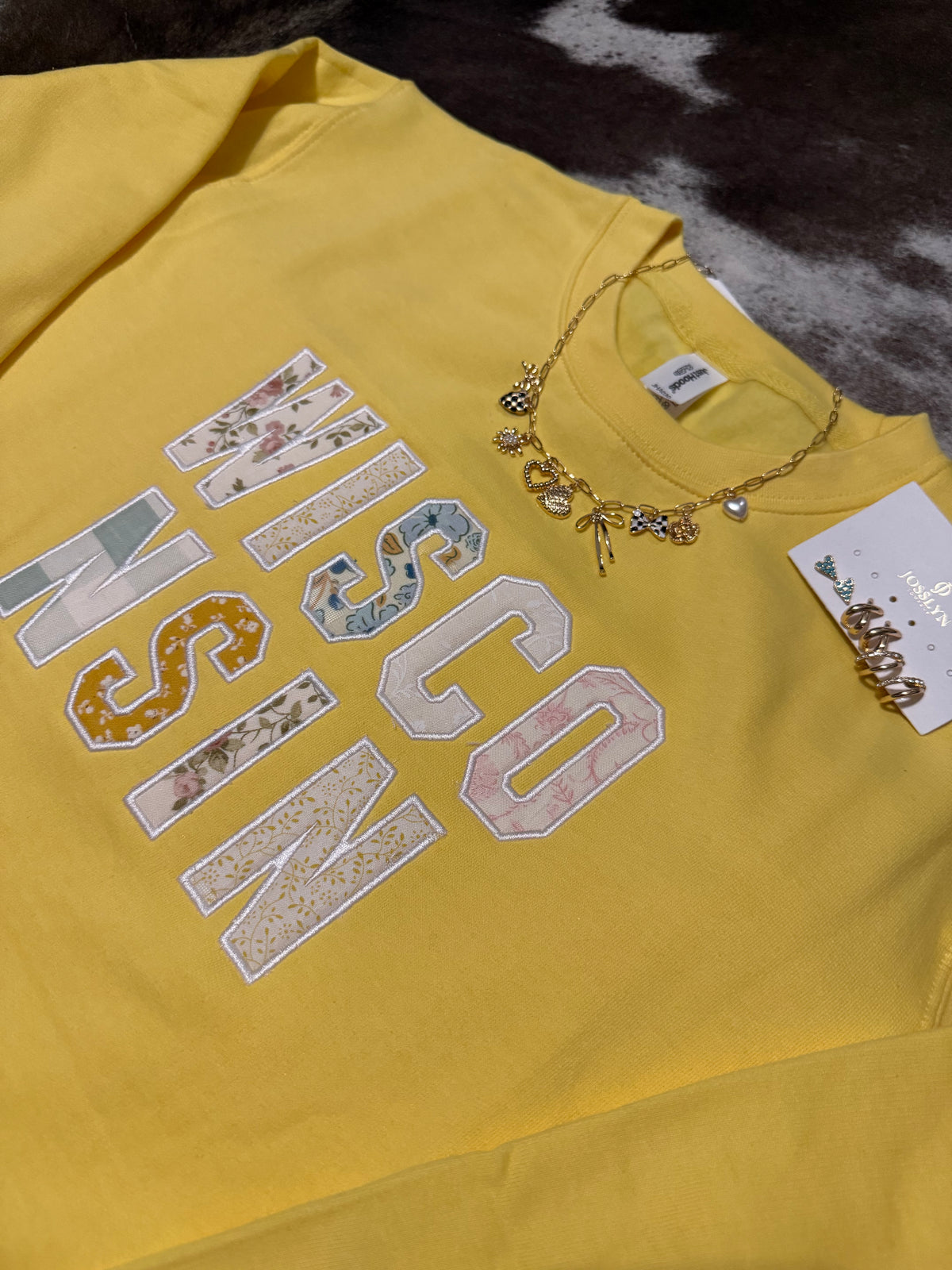 Embroidered Floral Wisconsin Crewneck
