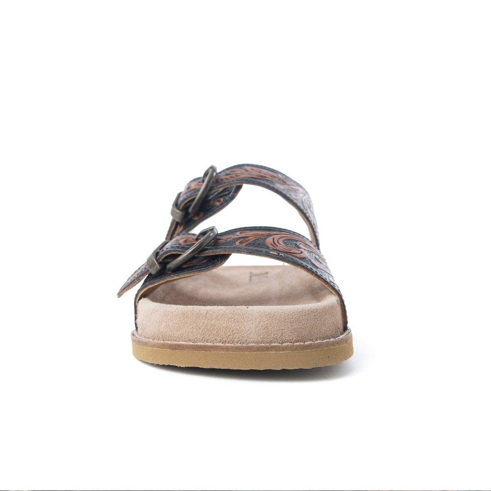 Bronzed Brown Leather Sandals
