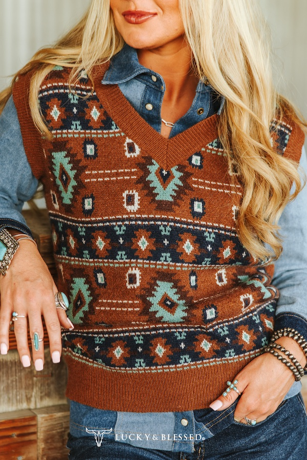 Sedona Aztec Knit Sweater Vest