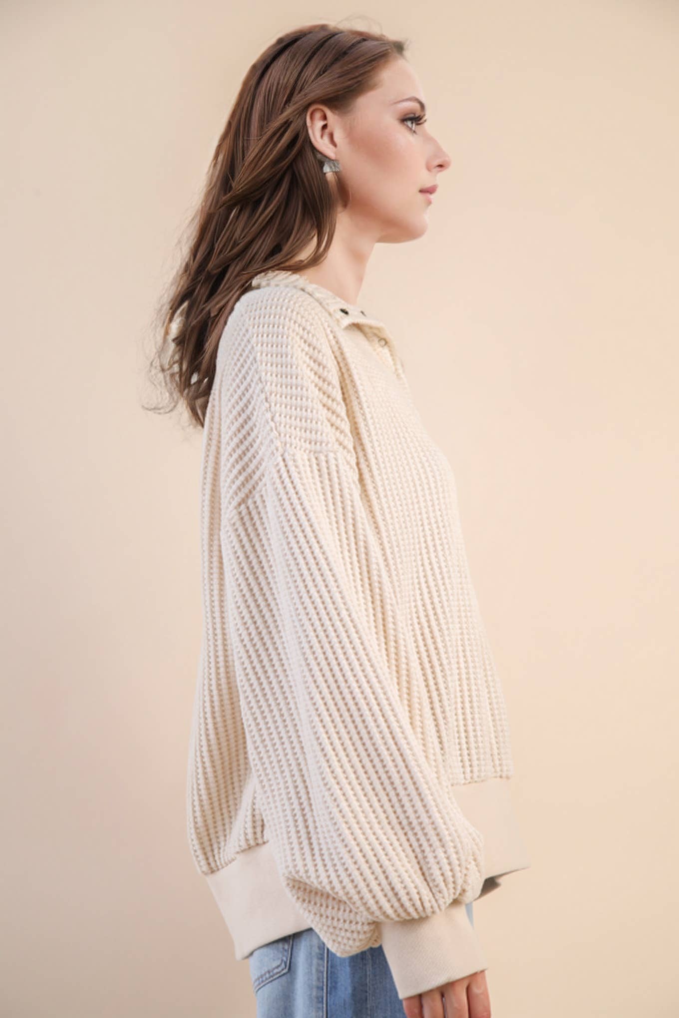 Oversized Waffle Knit Top