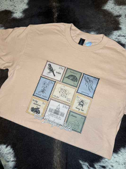 Wisconsin Vintage Stamp Tee