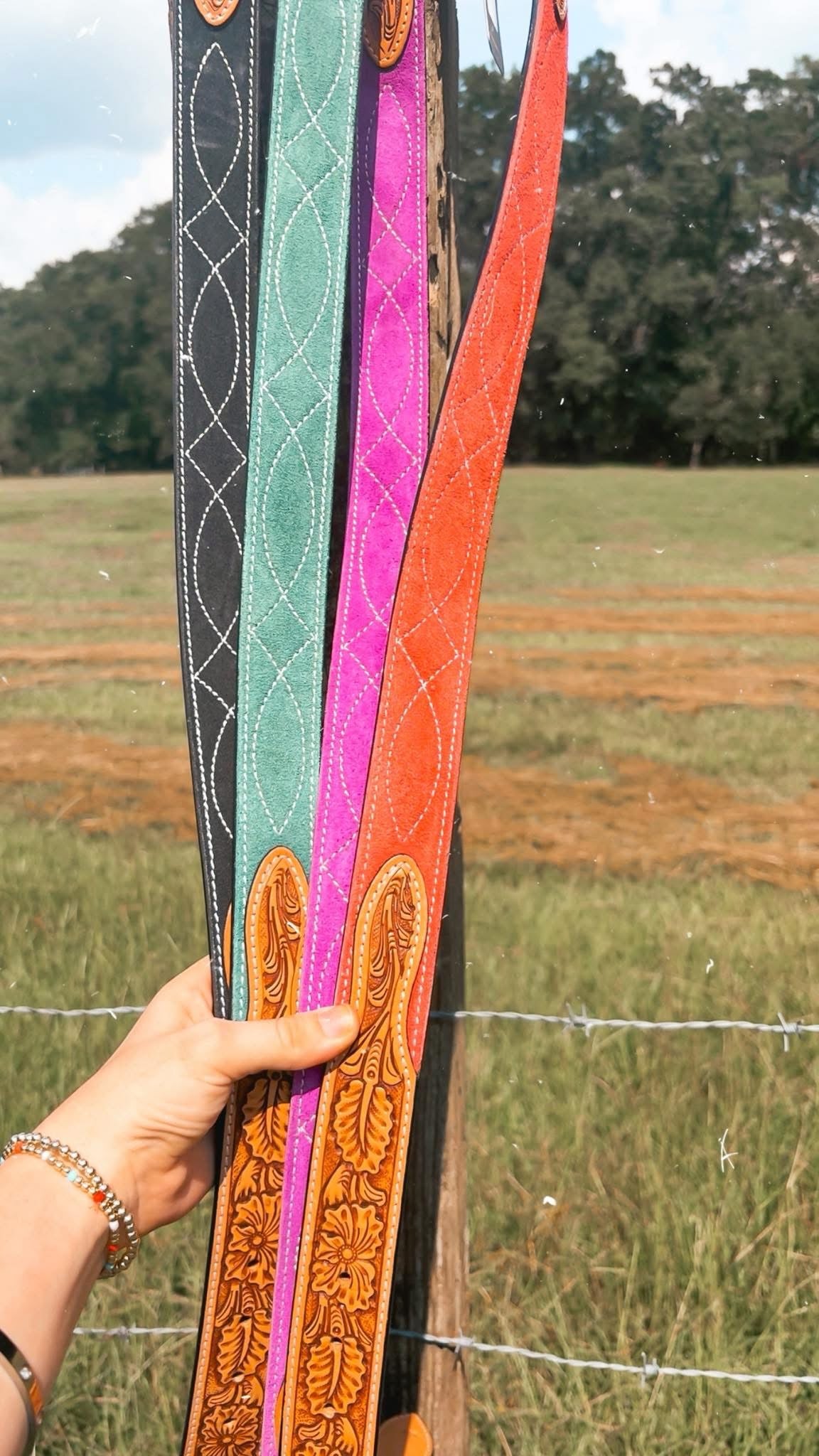 Chocolate Tooled & Suede Belt