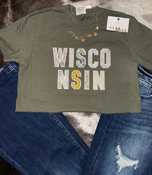 Embroidered Floral Wisconsin Tee