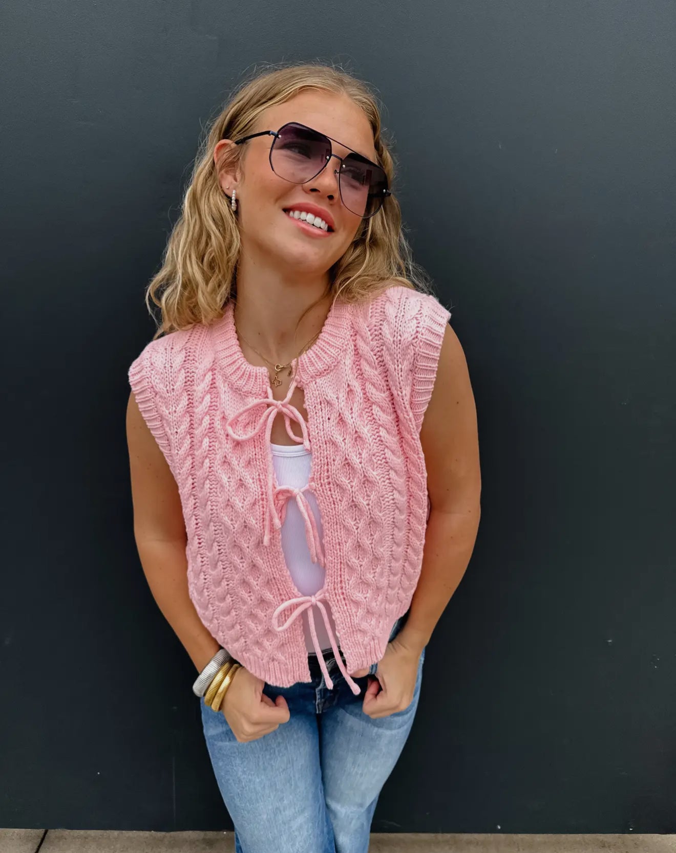 Flora Front Tie Sweater Vest