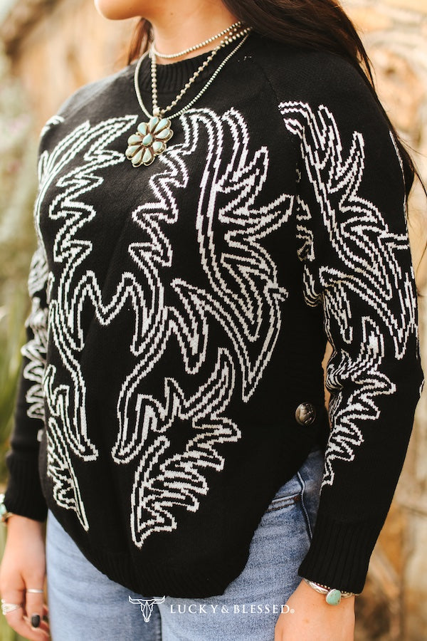 Boot Stitch and Buffalo Detail Sweater