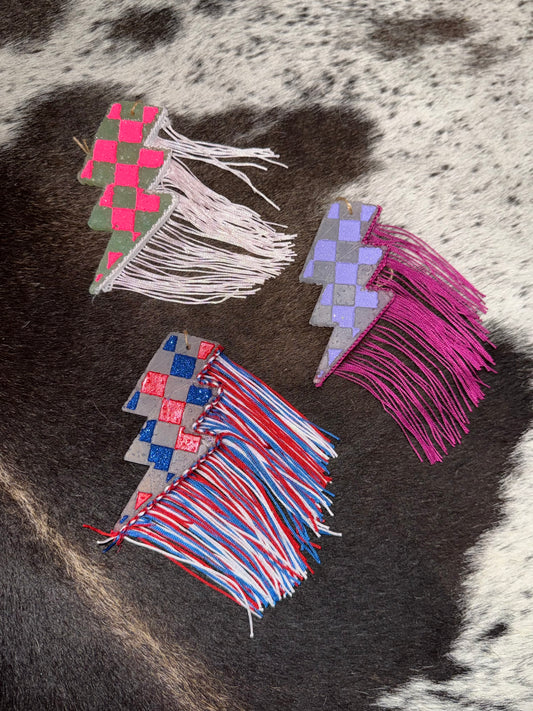 Lightening Bolt with Fringe Car Freshies