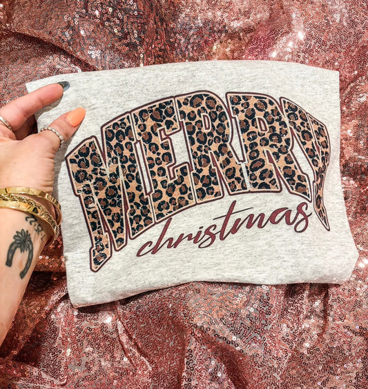 Merry Christmas Leopard Print Tee