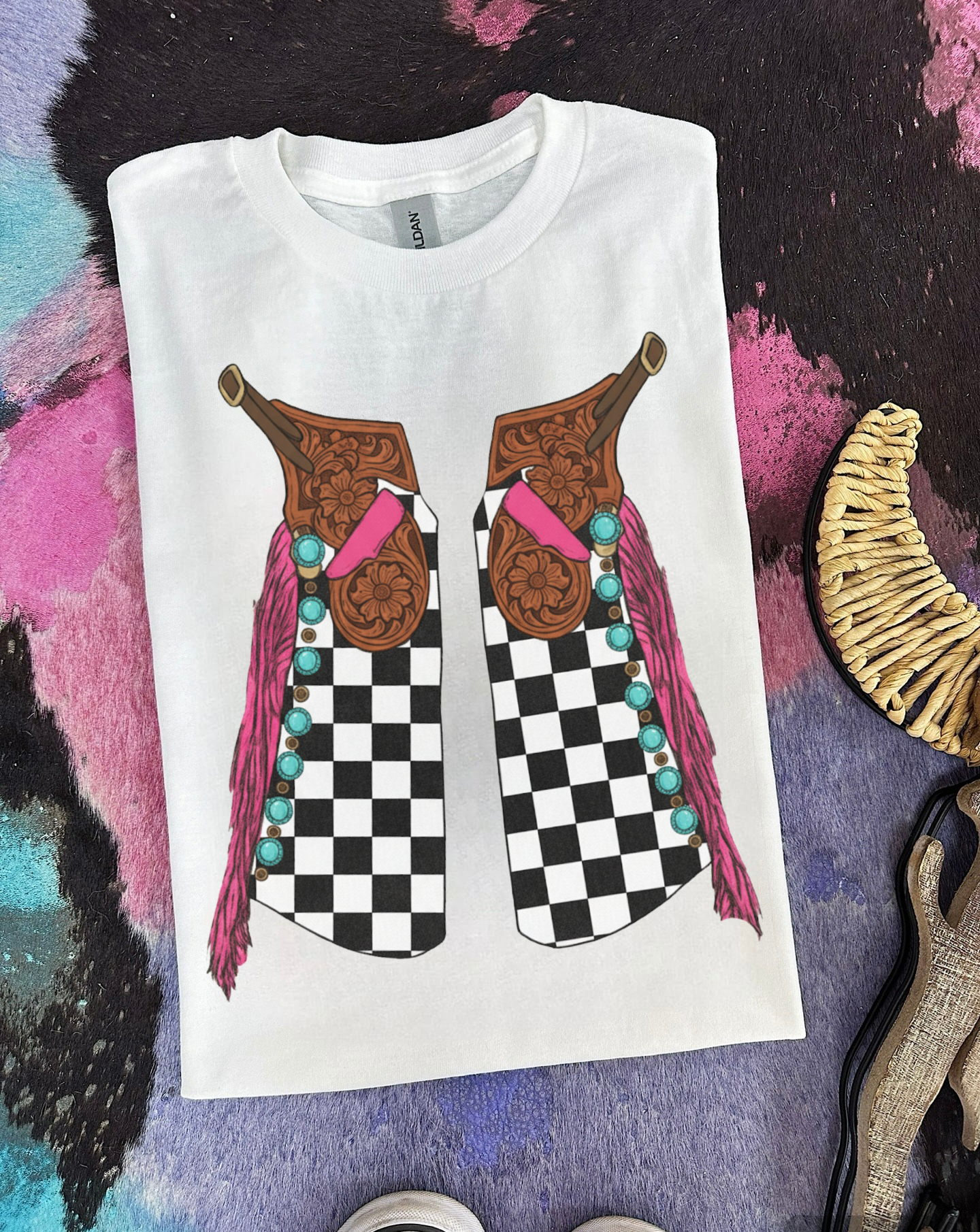 Checkered Chaps TEE or CREWNECK