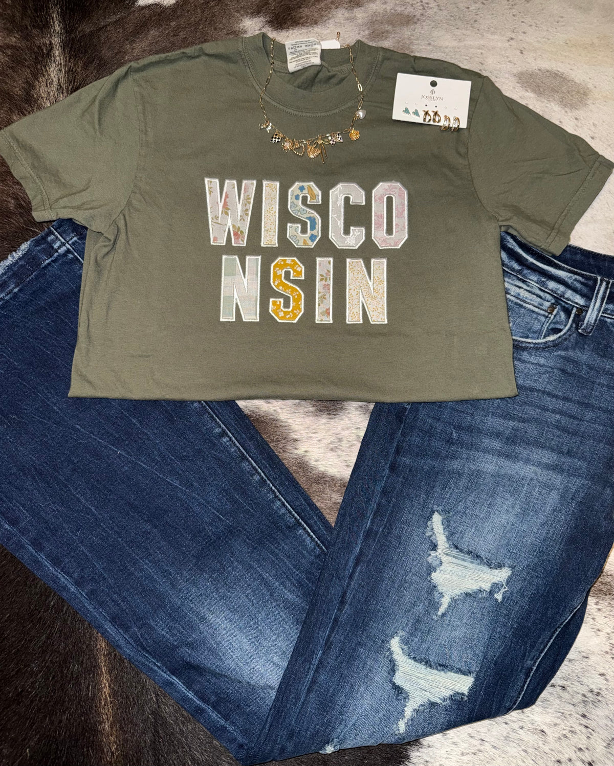 Embroidered Floral Wisconsin Tee