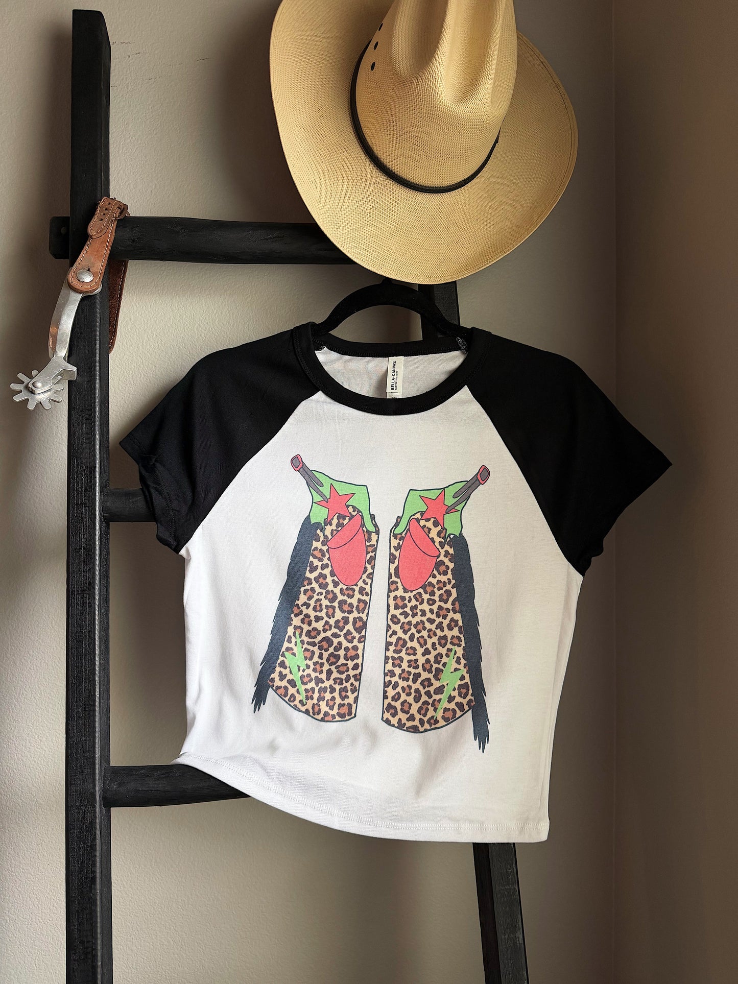 Leopard Chaps Baby Tee