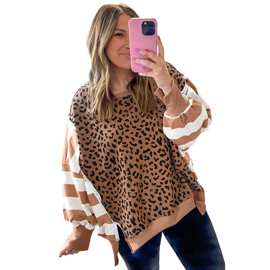 Striped Leopard Pullover