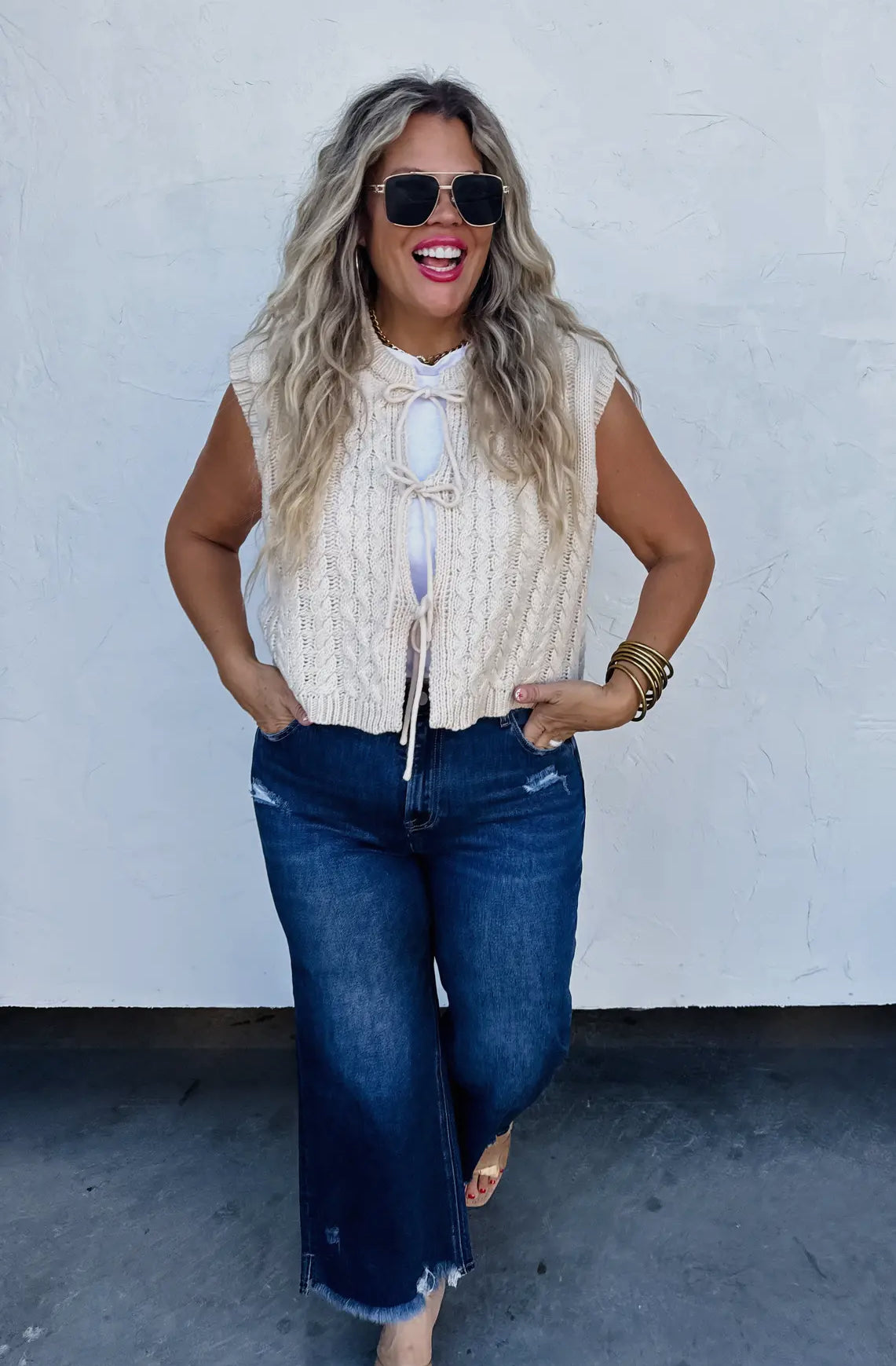 Flora Front Tie Sweater Vest